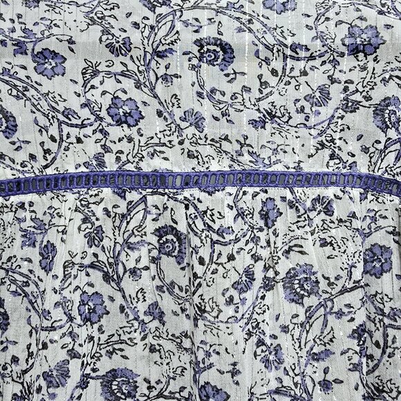 SAYLOR - XS Sunday Lurex Dusty Blue Floral Blouse Top - Picture 6 of 8